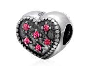Babao Jewelry Love Heart Rose CZ Crystals 925 Sterling Silver Bead fits Pandora Style European Charm Bracelets