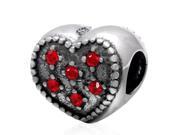 Babao Jewelry Love Heart Red CZ Crystals 925 Sterling Silver Bead fits Pandora Style European Charm Bracelets