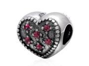 Babao Jewelry Love Heart Dark Rose CZ Crystals 925 Sterling Silver Bead fits Pandora Style European Charm Bracelets