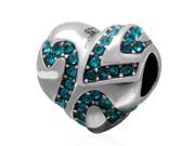 Babao Jewelry Special Heart Turquoise CZ Crystals 925 Sterling Silver Bead fits Pandora Style European Charm Bracelets