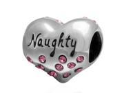 Babao Jewelry Naughty Heart Pink CZ Crystals 925 Sterling Silver Bead fits Pandora Style European Charm Bracelets