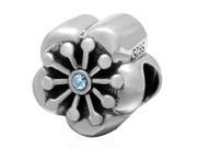 Babao Jewelry Charming Flower Sky Blue CZ Crystals 925 Sterling Silver Bead fits Pandora Style European Charm Bracelets