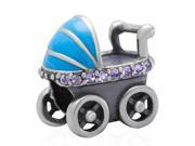 Babao Jewelry Stroller Purple CZ Crystals 925 Sterling Silver Bead fits Pandora Style European Charm Bracelets
