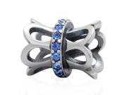 Babao Jewelry Hollow Flower Blue CZ Crystals 925 Sterling Silver Bead fits Pandora Style European Charm Bracelets