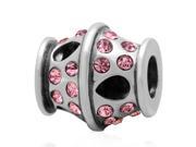 Babao Jewelry Hollow Drop Drum Pink CZ Crystals 925 Sterling Silver Bead fits Pandora Style European Charm Bracelets