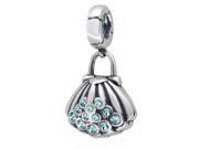 Babao Jewelry Shell Sky Blue CZ Crystals 925 Sterling Silver Dangle Bead fits Pandora Style European Charm Bracelets