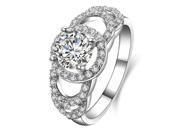 Babao Jewelry Dazzling Distinctive Hollow Round 18K Platinum Plated Authentic 925 Sterling Silver Clear CZ Crystal Ring