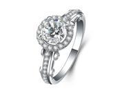 Babao Jewelry Dazzling Elegant Round 18K Platinum Plated Authentic 925 Sterling Silver Clear CZ Crystal Ring