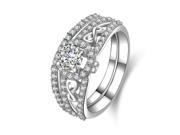 Babao Jewelry Dazzling Queen Round Double 18K Platinum Plated Authentic 925 Sterling Silver Clear CZ Crystal Ring