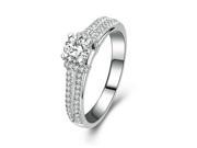 Babao Jewelry Gleaming Fashion 18K Platinum Plated Authentic 925 Sterling Silver Clear CZ Crystal Ring