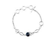 Babao Jewelry Concise Blue Round 18K Platinum Plated Authentic 925 Sterling Silver CZ Crystal Bracelet