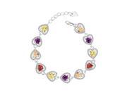 Babao Jewelry Multicolored Love Heart 18K Platinum Plated Authentic 925 Sterling Silver CZ Crystal Bracelet