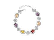 Babao Jewelry Multicolored Oval 18K Platinum Plated Authentic 925 Sterling Silver CZ Crystal Bracelet