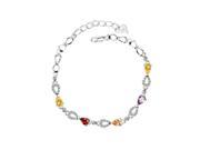 Babao Jewelry Multicolored Drop 18K Platinum Plated Authentic 925 Sterling Silver CZ Crystal Bracelet