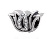 Babao Jewelry Tulip White CZ Crystals 925 Sterling Silver Bead fits Pandora Style European Charm Bracelets