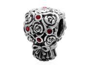 Babao Jewelry A Bunch Of Roses Red CZ Crystals 925 Sterling Silver Bead fits Pandora Style European Charm Bracelets