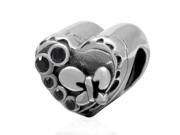 Babao Jewelry Love Butterfly Black CZ Crystals 925 Sterling Silver Bead fits Pandora Style European Charm Bracelets