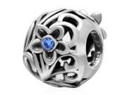 Babao Jewelry Hollow Flower Blue CZ Crystals 925 Sterling Silver Bead fits Pandora Style European Charm Bracelets
