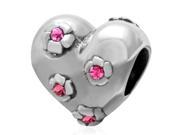 Babao Jewelry Flowers Hot Pink CZ Crystals 925 Sterling Silver Bead fits Pandora Style European Charm Bracelets