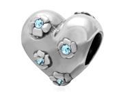 Babao Jewelry Flowers Sky Blue CZ Crystals 925 Sterling Silver Bead fits Pandora Style European Charm Bracelets