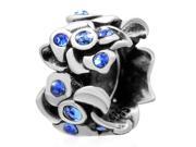 Babao Jewelry Unique Flower Blue CZ Crystals 925 Sterling Silver Bead fits Pandora Style European Charm Bracelets