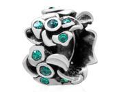 Babao Jewelry Unique Flower Green CZ Crystals 925 Sterling Silver Bead fits Pandora Style European Charm Bracelets