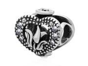Babao Jewelry Heart Hollow Tulip White CZ Crystals 925 Sterling Silver Bead fits Pandora Style European Charm Bracelets