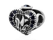 Babao Jewelry Heart Hollow Tulip Black CZ Crystals 925 Sterling Silver Bead fits Pandora Style European Charm Bracelets