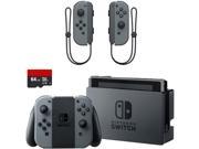 Nintendo Swtich 3 items Bundle Nintendo Switch 32GB Console Gray Joy con 64GB Micro SD Memory Card and an Extra Pair of Nintendo Joy Con L R Wireless Control