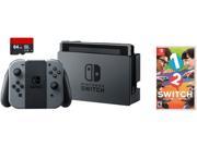 Nintendo Swtich 3 items Game Bundle Nintendo Switch 32GB Console Gray Joy con 64GB Micro SD Memory Card and 1 2 Switch Game Disc