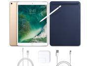 2017 New iPad Pro Bundle (4 Items): Apple 10.5 inch iPad Pro with Wi-Fi 512 GB Gold, Midnight Blue Leather Sleeve, Apple Pencil and Mytrix USB Apple Lightning C
