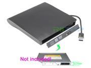 External USB 3.0 to 12.7mm SATA CD DVD RW Burner Optical Drive Enclosure Case Adapter For PC Laptop Black Color
