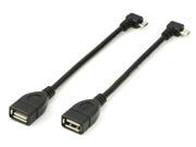 RIITOP 2Pack Micro USB 5 Pin to USB 2.0 Type A Female OTG On The Go Host Adapter Cable Left Angle 5 inch For Android Smart Cell Phone Tablet Samsung S3 S4 S5