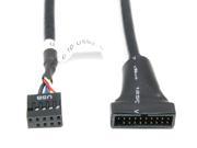 USB 2.0 9 pin 10 pin Female to USB 3.0 19 pin 20 pin Male Adapter Converter Housing Cable10cm Black