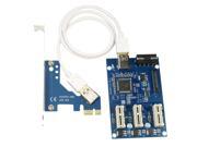 PCI E 1 to 3 Port 1x Switch Multiplier Expander HUB Riser Expansion Card USB Cable