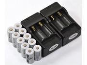 LEMAI® 10 Pieces 2200mAh 3.7V 16340 CR123A Rechargeable Li ion Battery 2x Charger For Ultrafire LED Flashlight Flash Light Torch Laser Pointer