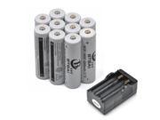 LEMAI 10 Pieces 5000mAh 3.7V 18650 NCR Rechargeable Li ion Battery Pack Cell Charger for Ultrafire CREE XM L T6 LED Flashlight