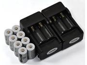 LEMAI 8 Pieces 2200mAh 3.7V 16340 CR123A Rechargeable Li ion Battery 2x Charger For Ultrafire LED Flashlight Laser Pointer