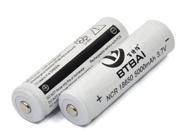 BTBAI® 2x 5000mAh 3.7V 18650 NCR Rechargeable Li ion Battery Pack For Ultrafire TrustFire CREE XM L T6 LED Flashlight Flash Light Torch