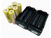 LEMAI® YELLOW Ultrafire 6 Pieces 5000mAh 3.7V 18650 NCR Rechargeable Li ion Battery Pack Cell 2X Charger For Ultrafire TrustFire CREE XM L T6 LED Flashlight