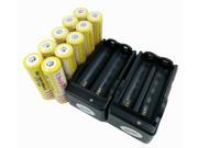 LEMAI® YELLOW Ultrafire 10 Pieces 5000mAh 3.7V 18650 NCR Rechargeable Li ion Battery Pack Cell 2X Charger For Ultrafire TrustFire CREE XM L T6 LED Flashligh