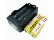 LEMAI® YELLOW Ultrafire 2 Pieces 5000mAh 3.7V 18650 NCR Rechargeable Li ion Battery Pack Cell 1X Charger For Ultrafire TrustFire CREE XM L T6 LED Flashlight
