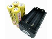 LEMAI® YELLOW Ultrafire 4 Pieces 5000mAh 3.7V 18650 NCR Rechargeable Li ion Battery Pack Cell 1X Charger For Ultrafire TrustFire CREE XM L T6 LED Flashlight