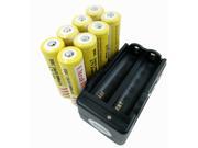 LEMAI® YELLOW Ultrafire 8 Pieces 5000mAh 3.7V 18650 NCR Rechargeable Li ion Battery Pack Cell 1X Charger For Ultrafire TrustFire CREE XM L T6 LED Flashlight