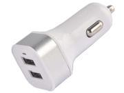 Vanda® Mini 2.1A Dual USB port auto car charger for for iPad Tablets 1 Amp for iPod iPhone Smartphone White