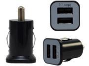 Vanda® 3.1Amps 12W Dual USB Car charger Designed for Apple and Android Devices Black