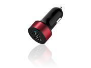 Vanda® USB 15W 3.1A Aluminum Panel Compact Designed Car Charger for iPhone iPad Samsung Galaxy Asus Huawei Android Smartphones Tablet Pc Gopro Black Red