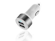 Vanda® Metalic2 Port USB Car Charger Adapter 3.1A output for Cell Phone Smartphone iPhone Tablet MP3 Players Ebooks e Reader White Silver