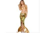 Sexy Golden Mermaid Costume for Women Adult Halloween Fancy Party Cosplay Dress M