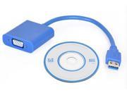 New Blue USB 3.0 External Graphic Display Cable Adapter TO VGA Video for Win 7 8